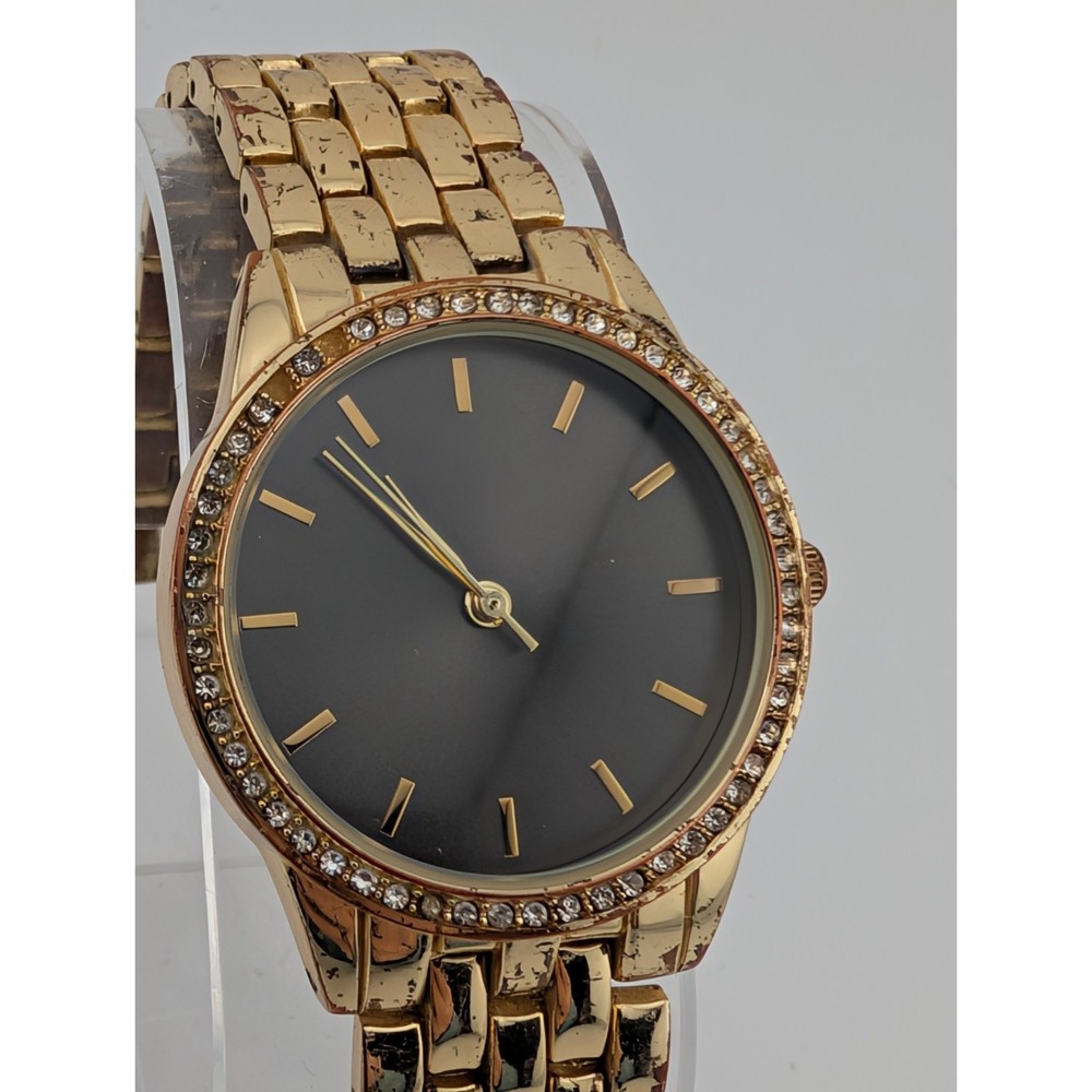 Charter Club Watch Womens 32mm Gold Case 7" Band Gray Dial- New Battery